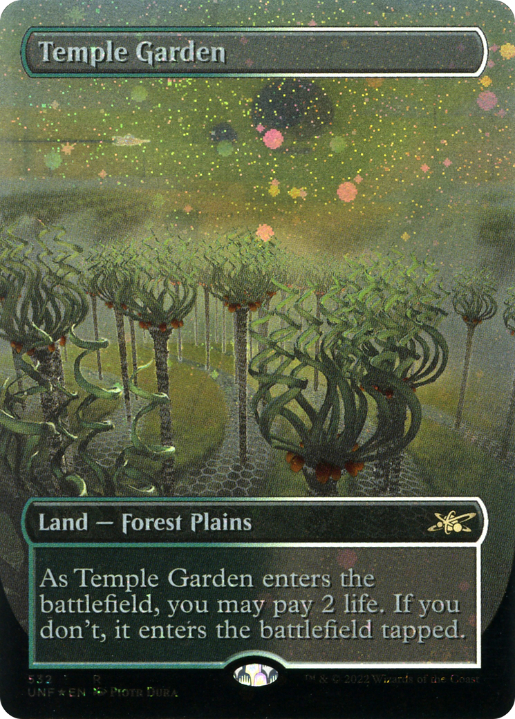 Temple Garden (Borderless) (Galaxy Foil) (UNF-532) - Unfinity (Borderless) Foil