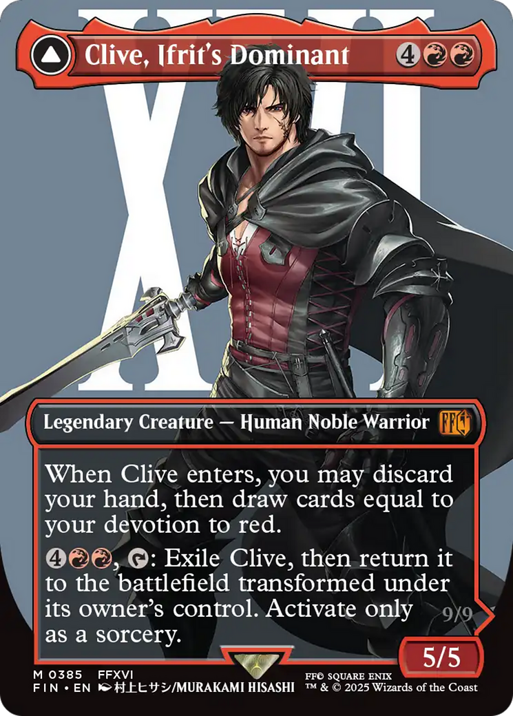 Clive, Ifrit's Dominant // Ifrit, Warden of Inferno (FIN-385) - FINAL FANTASY: (enchantment) (Borderless) Foil - Poke-Collect