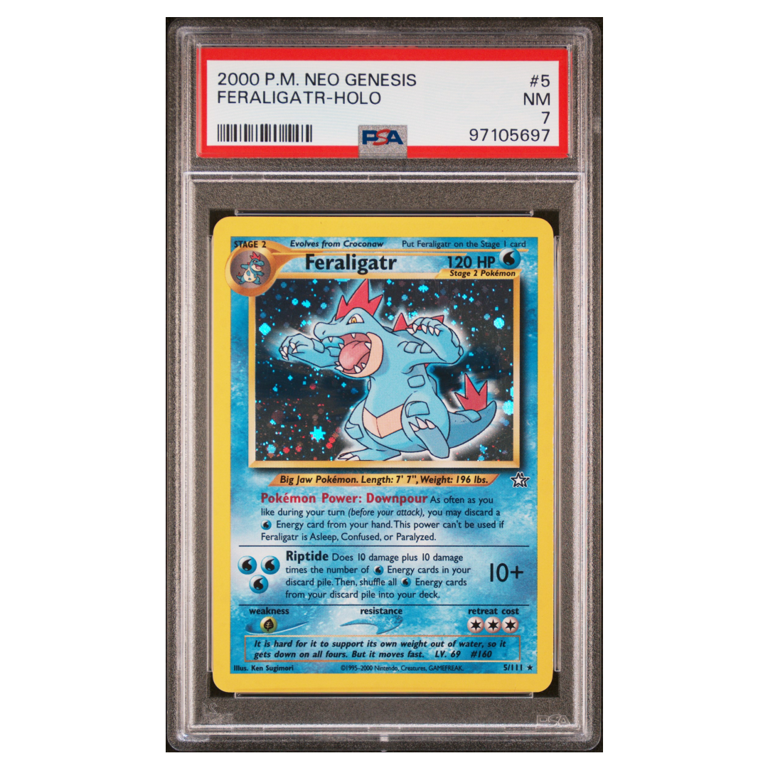 Feraligatr Holo Neo Genesis #5 PSA 7 - Poke-Collect