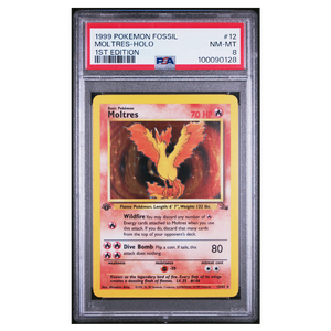 Moltres Holo Fossil 1st Edition #12 PSA 8