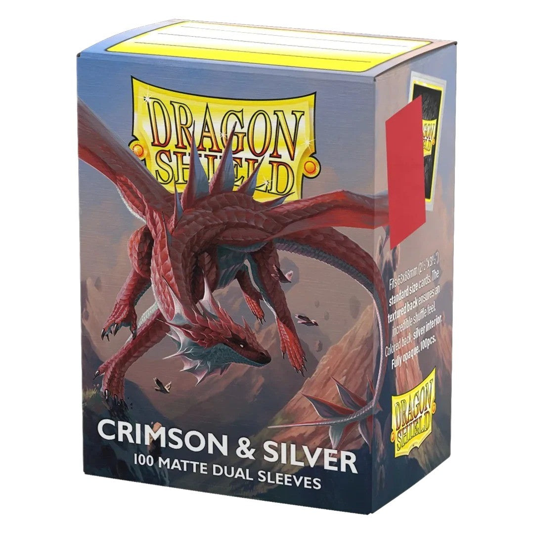 Crimson & Silver Dragon Shield: Matte Sleeves