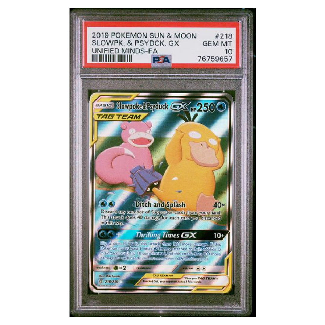 Slowpoke & Psyduck GX Alternate Art Unified Minds #218 PSA 10 - Poke-Collect